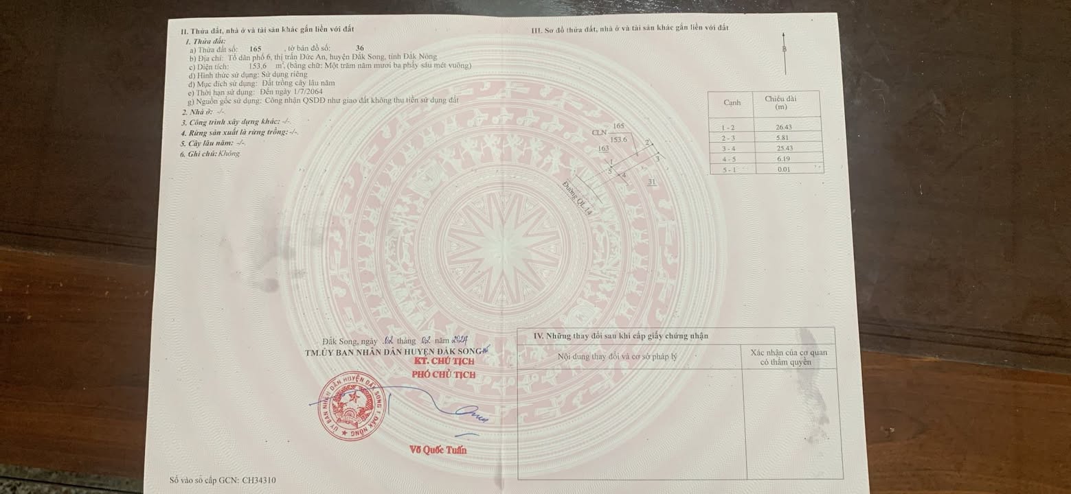Đất mặt tiền Quốc lộ 14A Đắk Song 164.3m² giá chỉ 1.15 tỷ - Pháp lý rõ ràng!