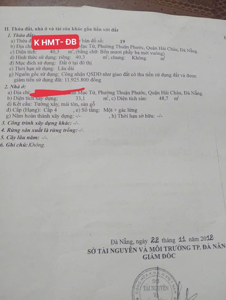 Nhà 2 tầng Hàn Mặc Tử, Hải Châu, Đà Nẵng 40m² giá 2.8 tỷ - Vị trí đẹp, sẵn sàng ở ngay!
