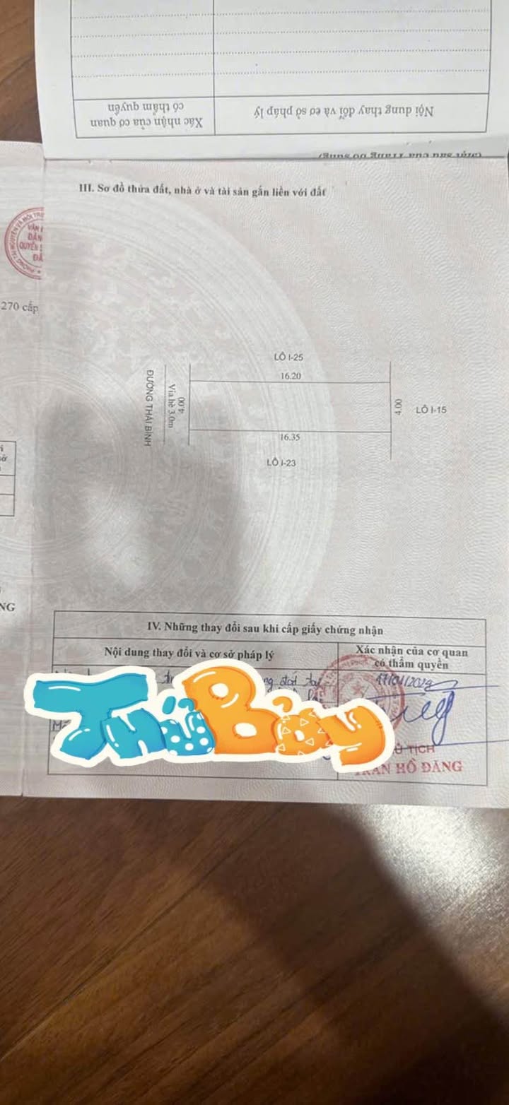 Đất mặt phố Thái Bình, TP Hải Dương 61.5m² giá 4 tỷ - Vị trí đắc địa cho kinh doanh!