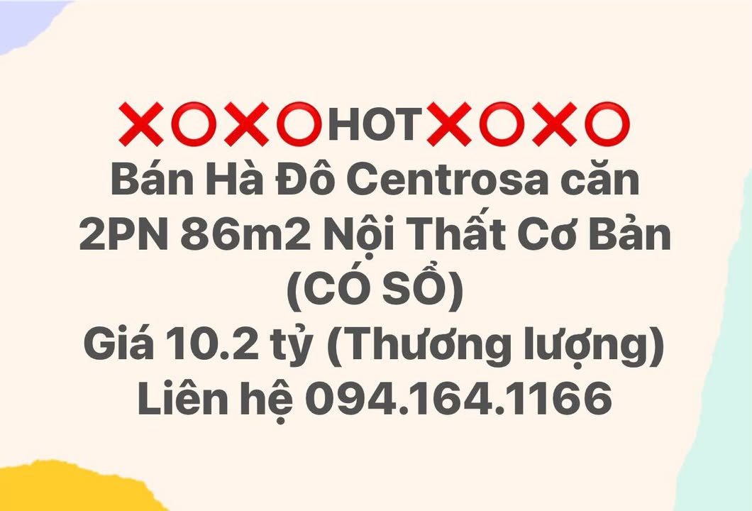 Căn hộ Hà Đô Centrosa Quận 10 86m² giá 10.2 tỷ - Nội thất cơ bản, thương lượng tốt!