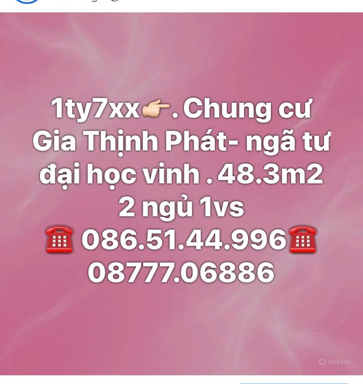 Chung cư Gia Thịnh Phát Vinh 48.3m² giá 1.7 tỷ - Sẵn sàng vào ở!