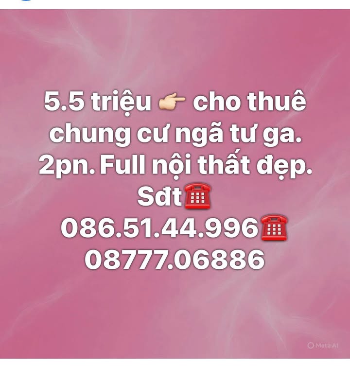 Chung cư Ngã Tư Ga, Vinh - 2PN Full nội thất chỉ 5.5 triệu/tháng - Không thể bỏ lỡ!