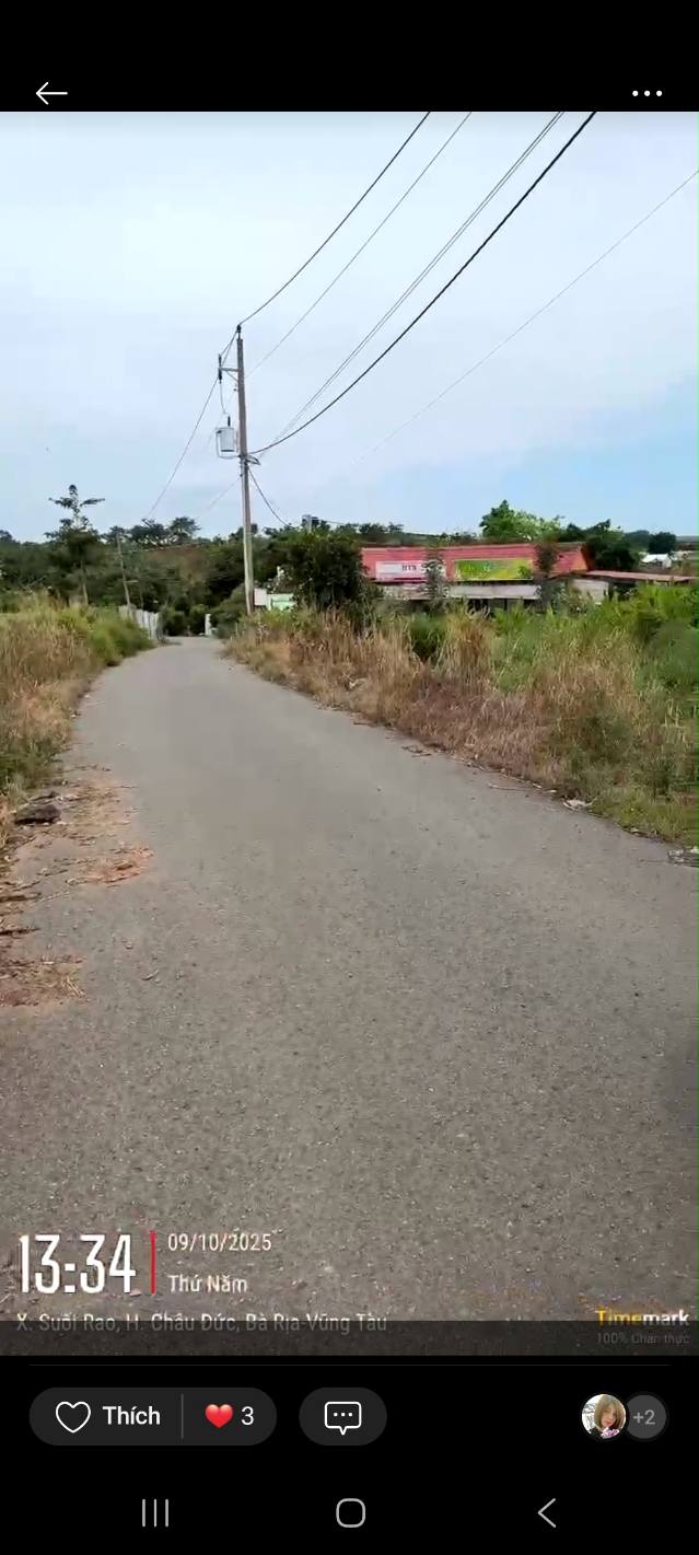 Đất thổ cư Suối Rao 1000m² giá 1.35 tỷ - Đối diện khu du lịch Suối Giàu!