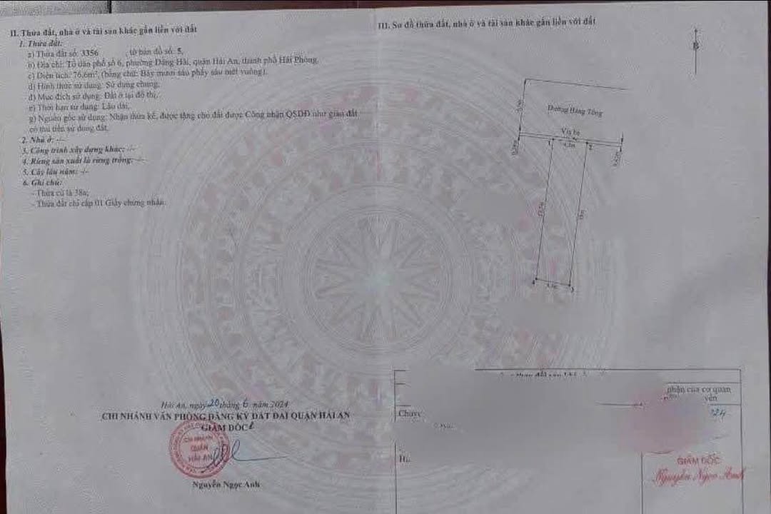 Đất nền mặt đường Hàng Tổng, Hải An 76m² giá 5 tỷ - Vị trí đắc địa!