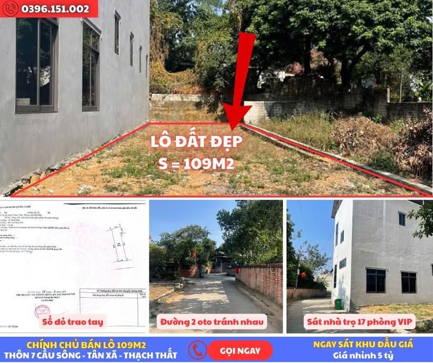 Đất nền 109m² Thôn 7 Tân Xã giá chỉ 5 tỷ - Đầu tư sinh lời ngay!