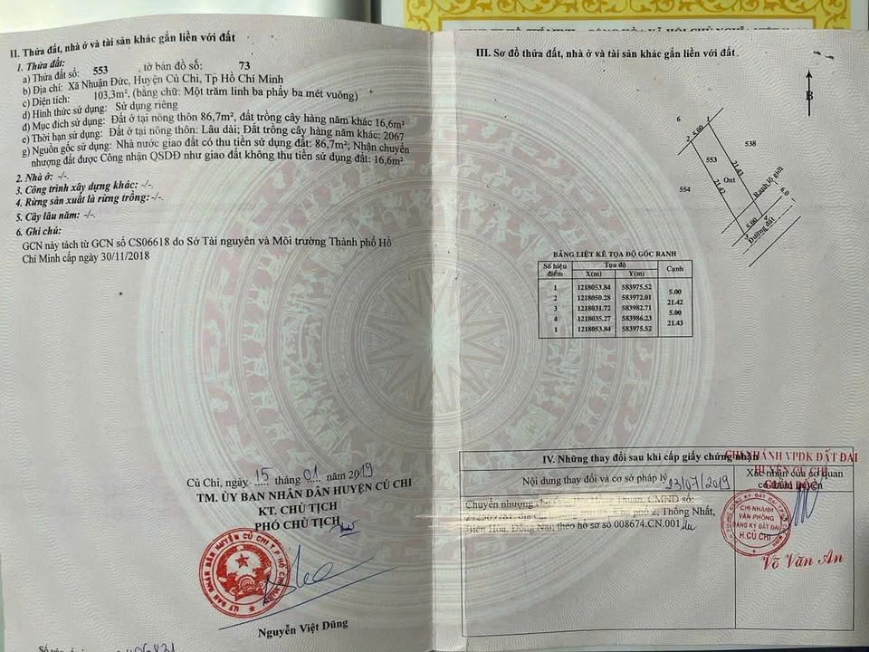 Đất thổ cư Nhuận Đức Củ Chi 110m² giá 1.3 tỷ - Sổ đỏ chính chủ!