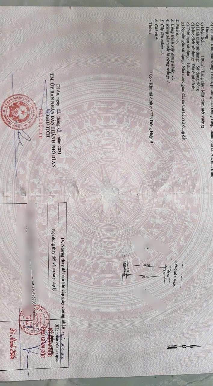 Đất nền Dĩ An 100m² giá 3.65 tỷ - Vị trí đẹp, tiện ích đầy đủ!