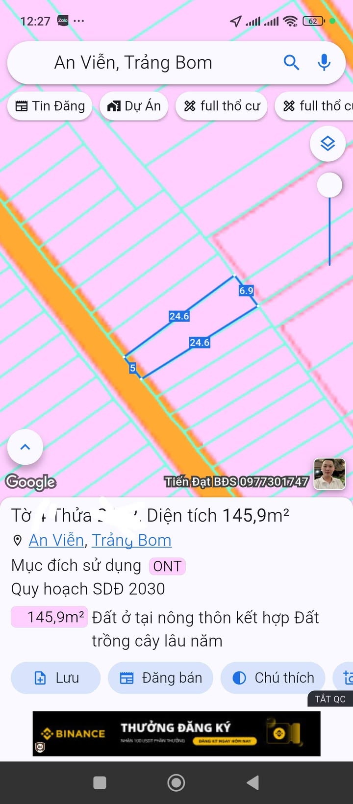 Đất thổ cư An Viễn, Trảng Bom 145m² giá 1 tỷ - Đầu tư sinh lời ngay!