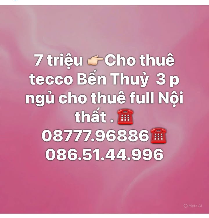 Căn hộ Tecco Bến Thủy 3 phòng ngủ giá 7 triệu - Full nội thất, sẵn sàng vào ở!
