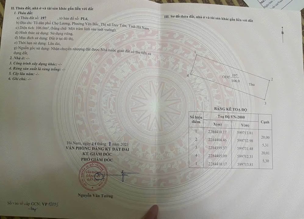 Đất nền Duy Tiên 106m² giá 1.9 tỷ - Cơ hội đầu tư sinh lời cao!