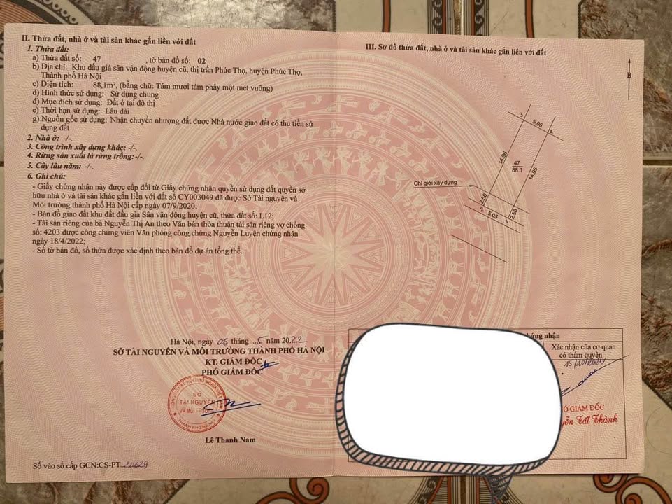 Đất nền 88m² Thị trấn Phúc Thọ, 3.52 tỷ - Pháp lý rõ ràng, sẵn sàng sang tên!