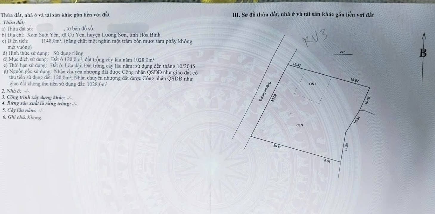 Đất nền Cư Yên, Lương Sơn 1148m² giá đầu tư tốt - Mặt tiền 33m thoáng đãng!