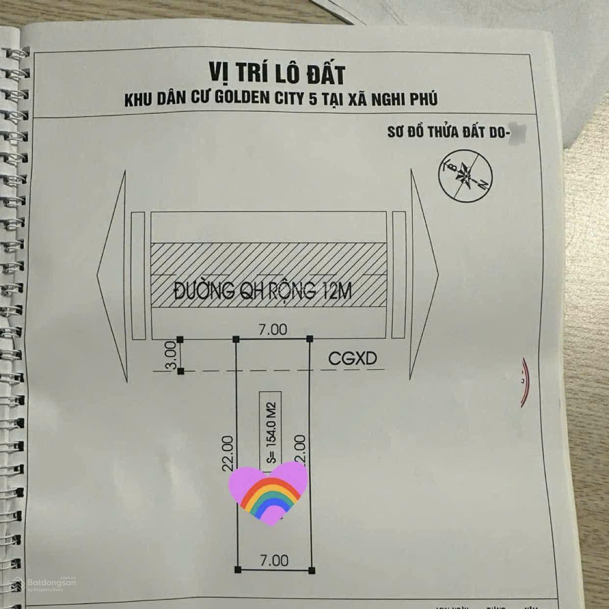 Bán lô đất dự án Gold 5 - Nghi Phú, 154m² giá 5.698 tỷ - Cơ hội đầu tư sinh lời cao!