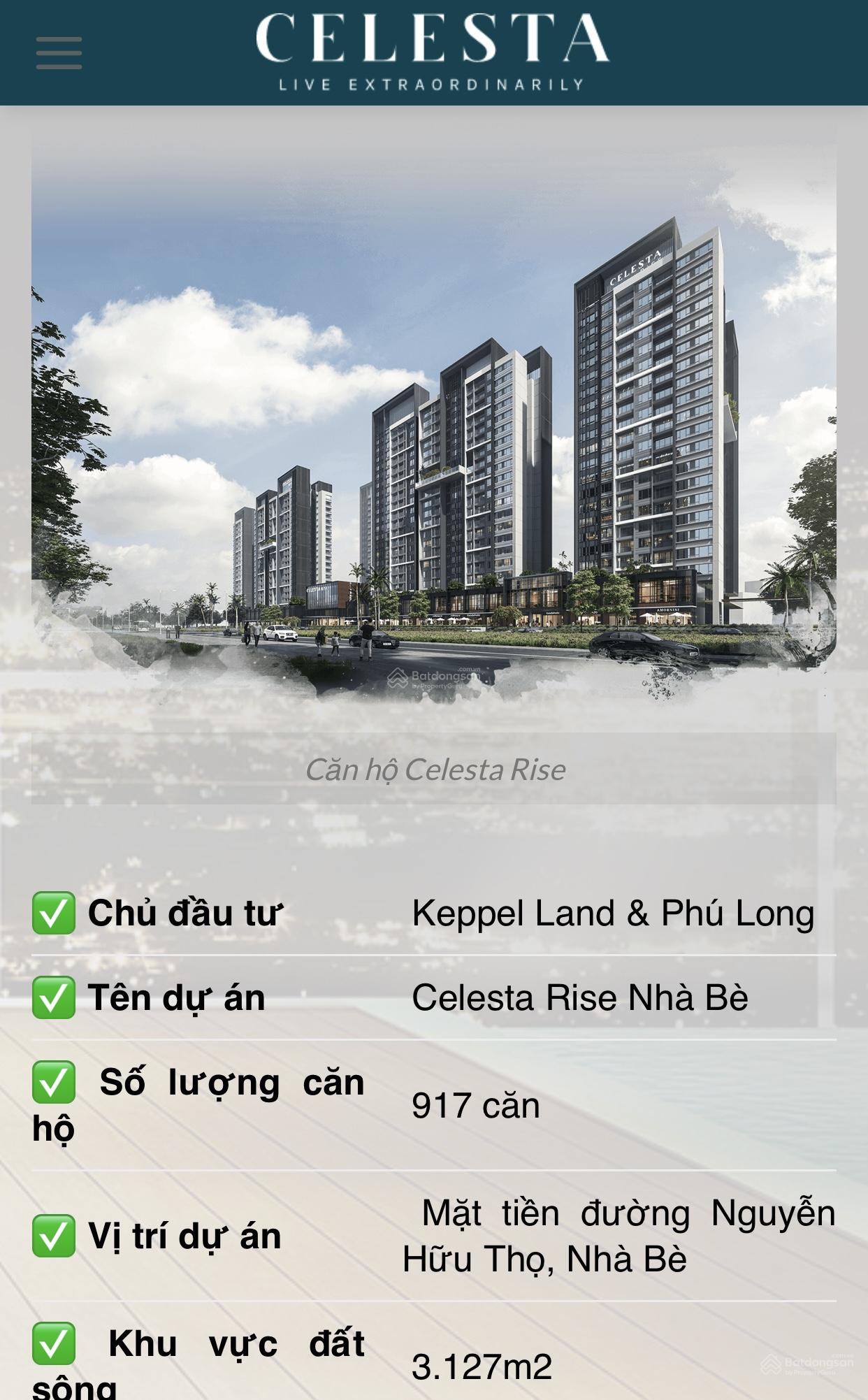 Căn hộ Celesta Rise Nhà Bè 85m² giá 6,2 tỷ - View thành phố tuyệt đẹp!