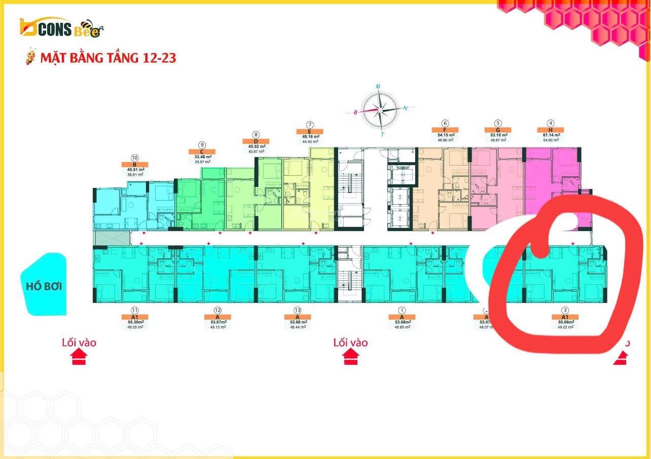 Căn hộ Bcons Bee Dĩ An 58m² giá 2.1 tỷ - Sổ hồng chính chủ, gần Metro!