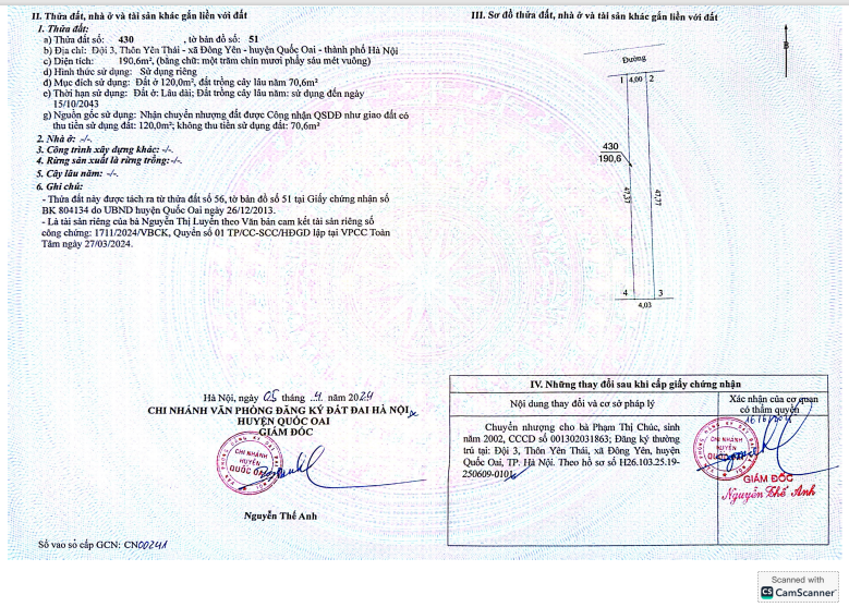 Bán đất mặt đường Yên Thái, Đông Yên, Quốc Oai 190m², sổ đỏ, giá chỉ 25tr/m² - Cơ hội đầu tư hấp dẫn!