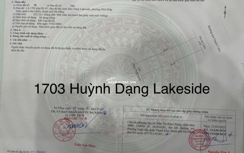 Bán đất Khu đô thị xanh Bàu Tràm Lakeside Đà Nẵng 122m² - View kênh hấp dẫn!