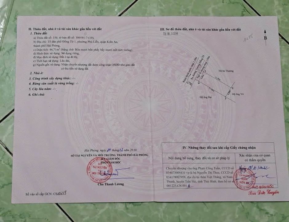 Đất nền Phù Liễn, Kiến An 44,7m² giá 1,1 tỷ - Ngõ ô tô vào tận đất!