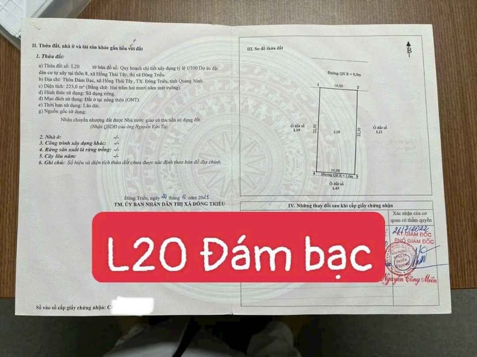 Đất nền 225m² tại Hoàng Quế, Đông Triều - Cơ hội đầu tư vàng chỉ 2.35 tỷ!