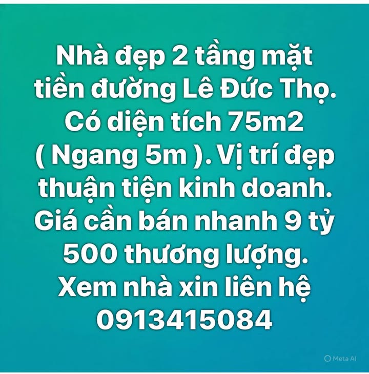 Nhà mặt tiền đường Lê Đức Thọ, Quy Nhơn 75m² giá 9.5 tỷ - Kinh doanh thuận lợi!