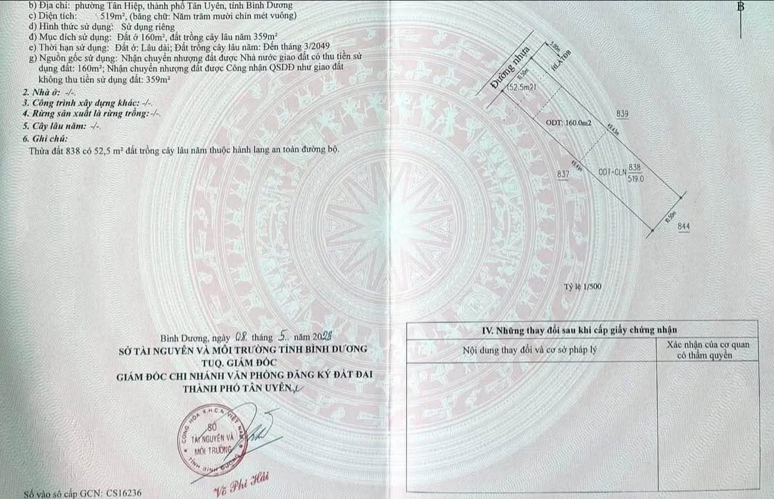 Đất nền Tân Hiệp 15, Tân Uyên 500m² giá 3 tỷ - Đầu tư sinh lời tuyệt vời!