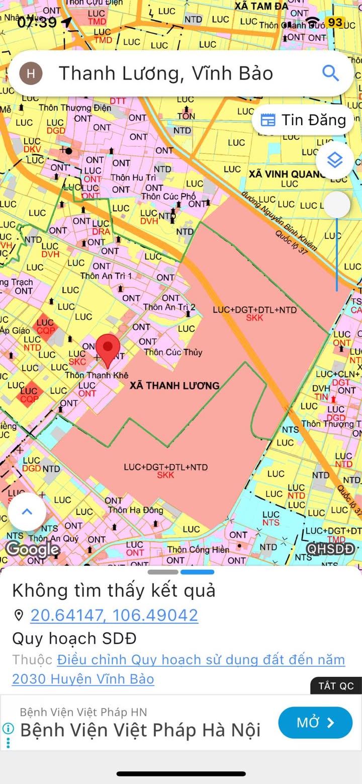 Đất thổ cư 130m² tại Thanh Lương - Cơ hội đầu tư hấp dẫn gần KCN Vinh Quang!