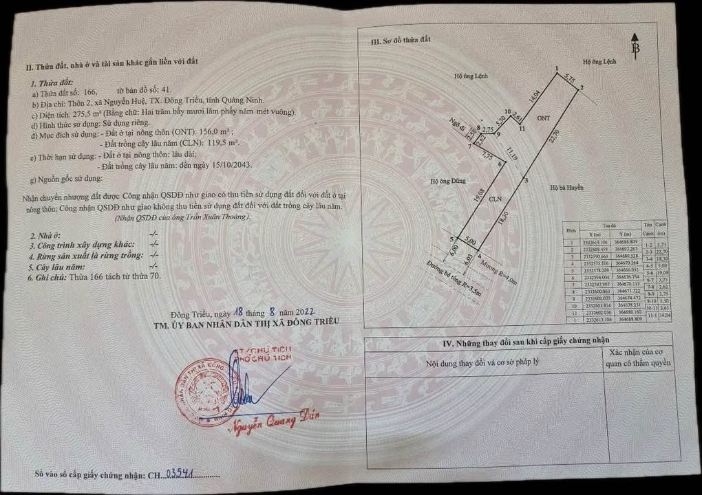 Đất nền Thôn 2 Nguyễn Huệ - Đông Triều 275m² - Bán gấp chỉ 600 triệu!