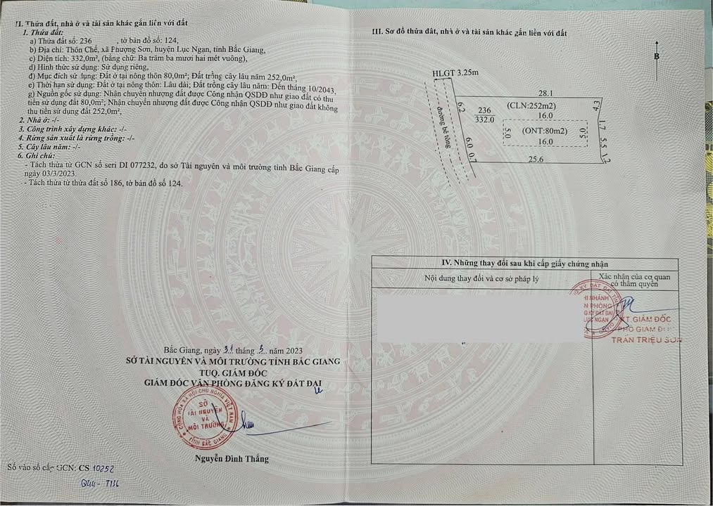 Đất thổ cư Phượng Sơn, Lục Ngạn, Bắc Giang 332m² - Giá chỉ vài trăm triệu!