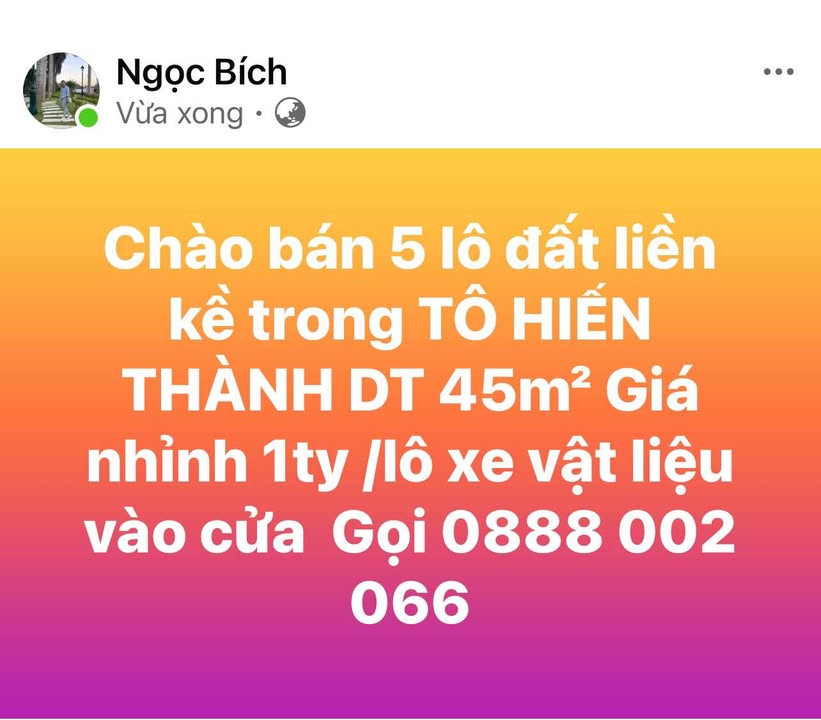 Đất liền kề Tô Hiến Thành Nam Định 45m² giá 1 tỷ - Cơ hội đầu tư hấp dẫn!