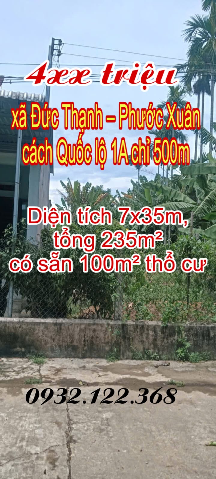 Đất nền Đức Thạnh, Mộ Đức 235m² chỉ 4xx triệu - Cơ hội đầu tư vàng!