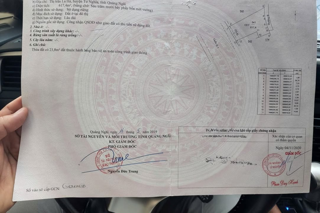 Đất mặt tiền Quốc lộ 1A, xã Tư Nghĩa, 617m² giá 15 tỷ - Sinh lời ngay 47 triệu/tháng!