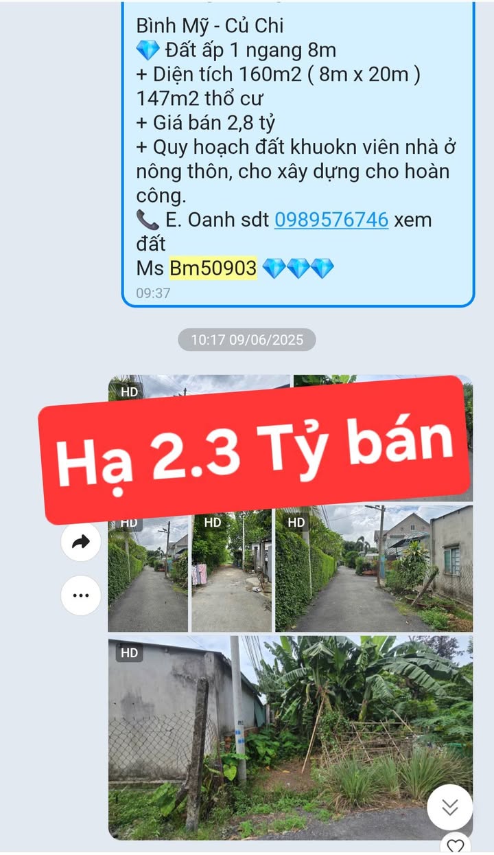 Đất nền Bình Mỹ, Củ Chi 160m² giá chỉ 2,3 tỷ - Cơ hội đầu tư hấp dẫn!