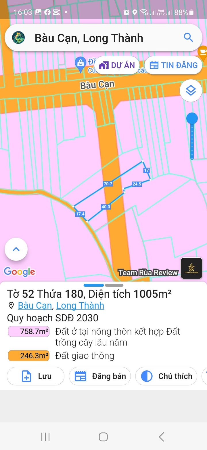 Đất nền xã Long Phước, Long Thành 1000m² giá 6 tỷ - Cơ hội đầu tư tuyệt vời!