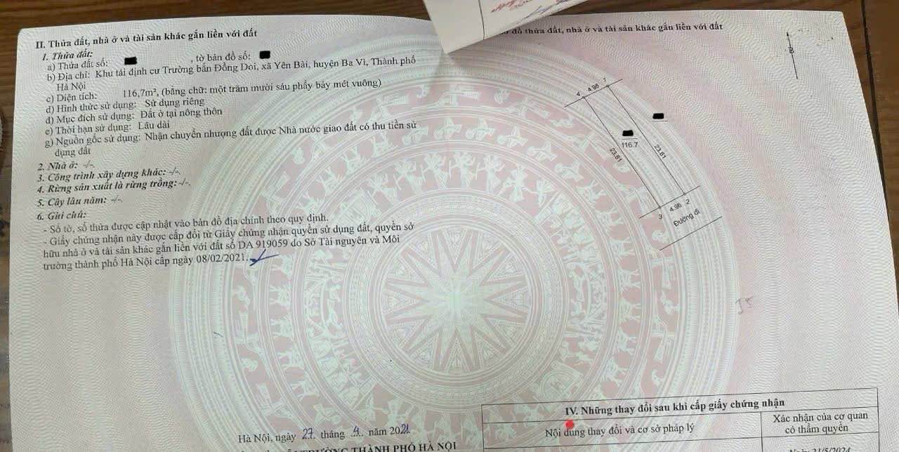 Đất tái định cư Đồng Doi 116,7m² giá tốt - Tiềm năng tăng giá cao!