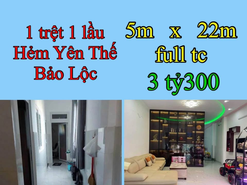 Nhà 2 tầng hẻm 48 Yên Thế, Bảo Lộc, 110m² giá 3.3 tỷ - Full nội thất, gần chợ!