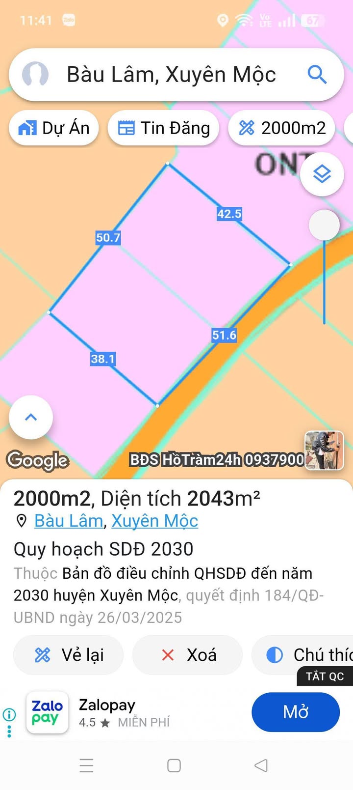 Đất ở Bàu Lâm, Xuyên Mộc 8000m² giá 1.7 tỷ - Sổ đỏ chính chủ!