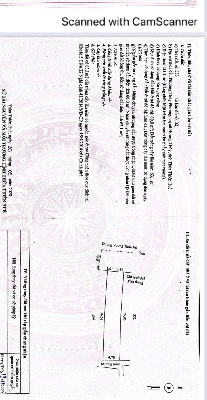 Đất mặt tiền Vương Thừa Vũ, Thủy Phương 123m² giá 1.1 tỷ - Cơ hội đầu tư tuyệt vời!