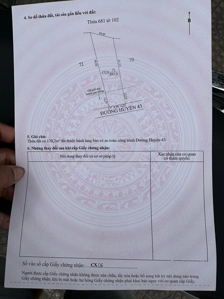 Đất nền mặt tiền Đường Huyện lộ 43, Vĩnh Châu, 806m² chỉ 806 triệu - Đầu tư sinh lời!