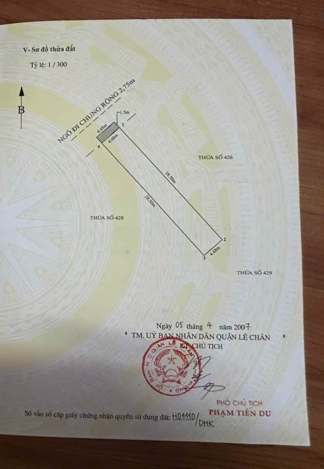 Đất chính chủ Lạch Tray Ngô Quyền 127,7m² - Giá chỉ 60 triệu/m²!