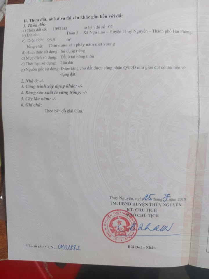 Đất Bạch Đằng Thủy Nguyên 96,5m² giá 1,7 tỷ - Đầu tư sinh lời ngay!