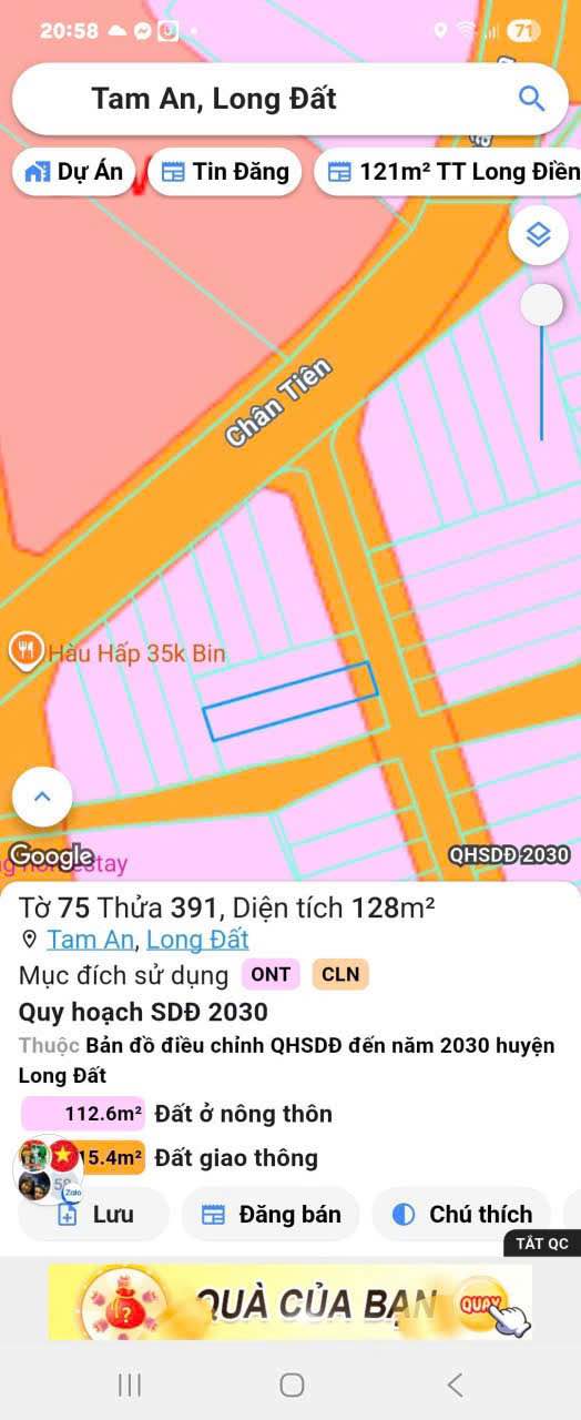 Đất An Ngãi, Long Điền, 130m² giá 1.2 tỷ - Sổ đỏ chính chủ, xây dựng tự do!