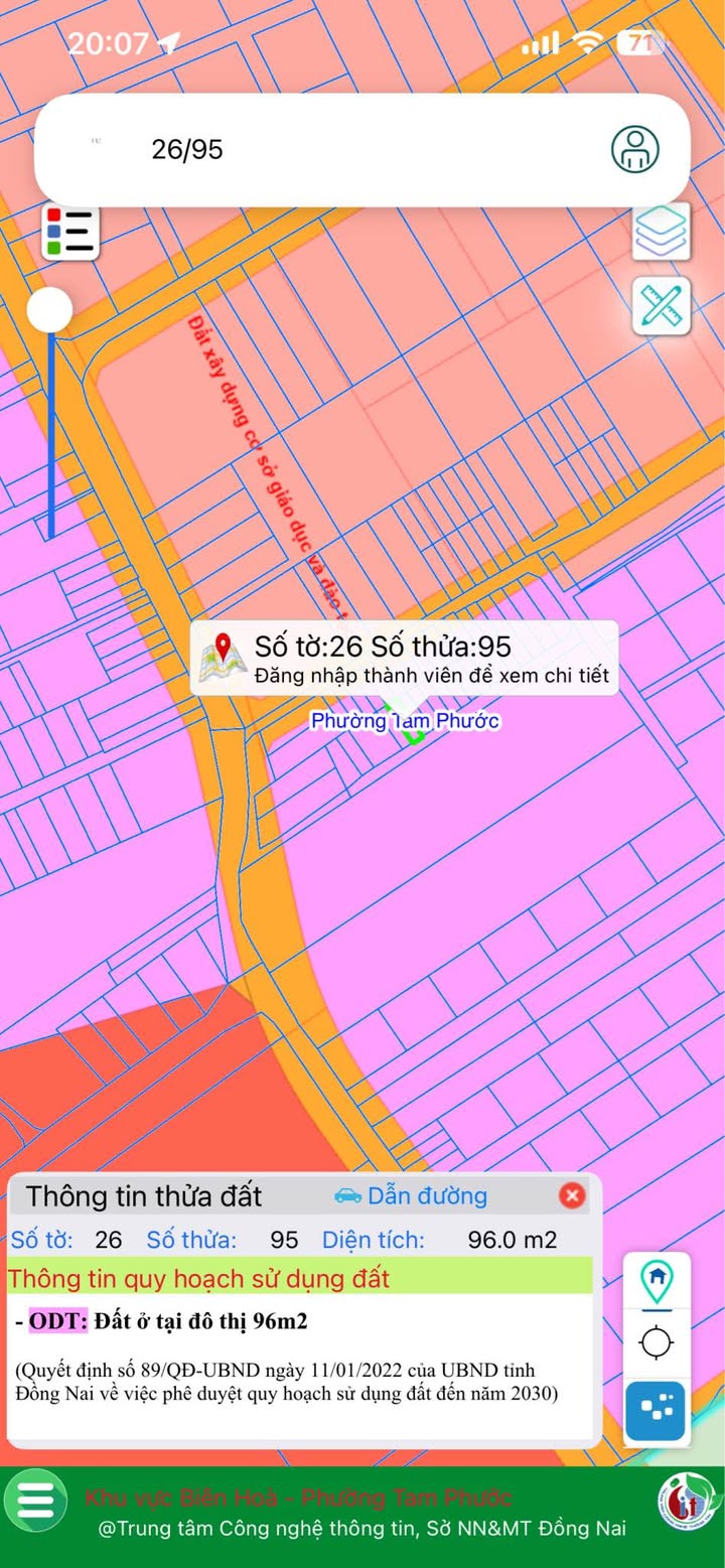 Đất nền Tam Phước Biên Hòa 95m² giá 800 triệu - Cơ hội đầu tư tuyệt vời!