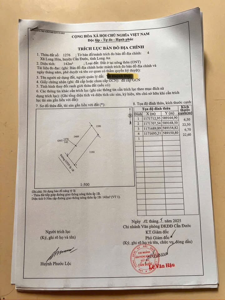 Đất nền xã Long Hoà, Cần Đước 149m² giá 830 triệu - Cơ hội đầu tư lý tưởng!