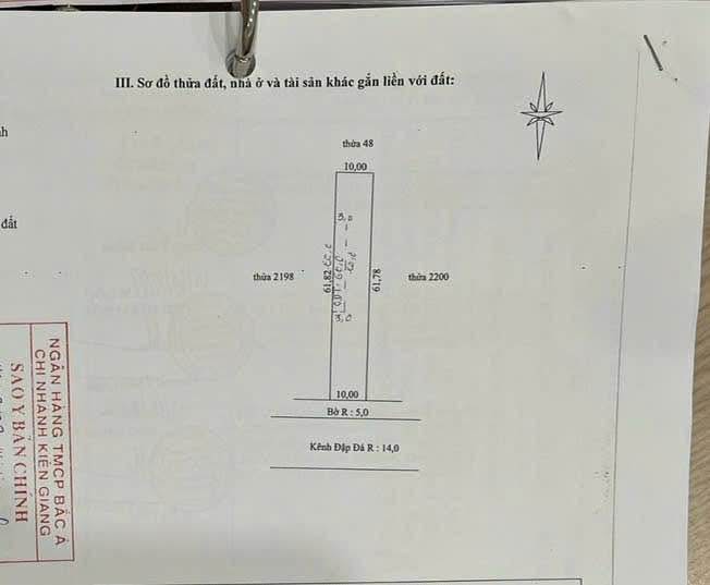 Đất nền mặt tiền kênh Đập Đá Rạch Giá 620m² giá 1.1 tỷ - Đầu tư sinh lời