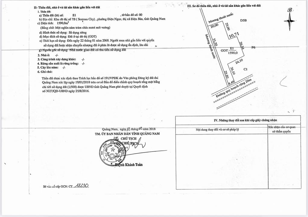 Đất đô thị Dũng Sĩ Điện Ngọc 1590m² giá chỉ 13 triệu/m² - Cơ hội đầu tư hấp dẫn!