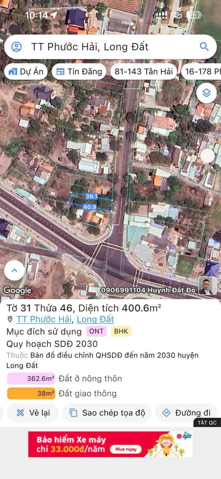 Đất nền mặt tiền đường nhựa xã Long Mỹ 400m² giá 4.2 tỷ - Kinh doanh thuận lợi!