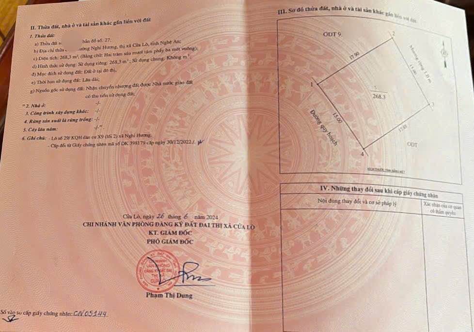 Đất Nghi Hương, Cửa Lò 268m² giá 3 tỷ - Đường rộng 11.5m, mặt tiền 15m