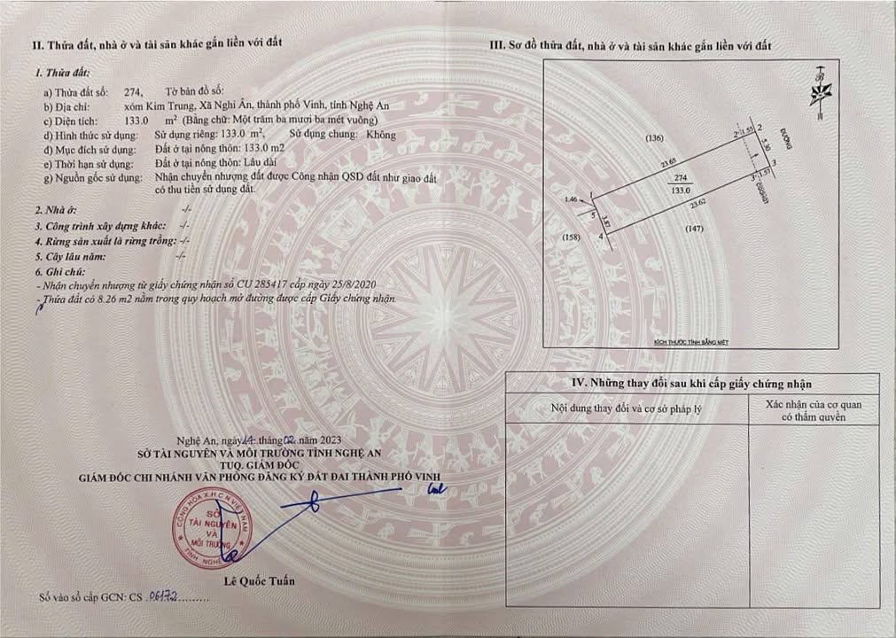 Đất Nghi Ân Vinh 133m² giá 2 tỷ - Đường nhựa thông thoáng!