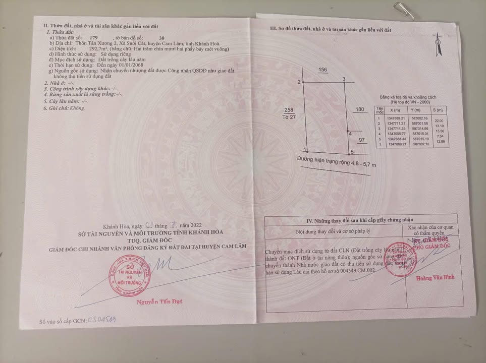 Đất nền thổ cư Suối Cát, Cam Lâm 129m² giá 774 triệu - Sổ hồng chính chủ, thương lượng nhẹ!