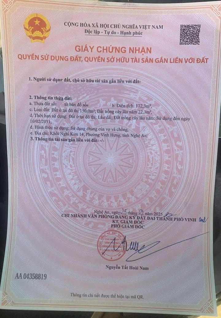 Đất Lô góc Nghi Kim 14, TP Vinh 172m² - Gần Quốc Lộ 1A